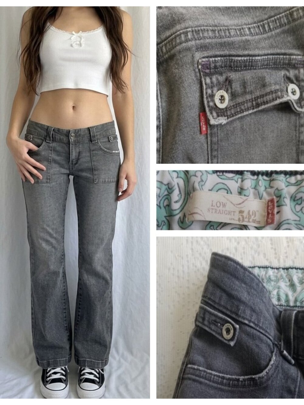 Y2K Indie Sleaze Levi's 542 Jeans Black Wash Denim 10M